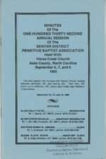 Senter District Primitive Baptist Association Meeting Minutes 1985
