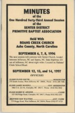 <span itemprop="name">Senter District Primitive Baptist Association Meeting Minutes 1996</span>