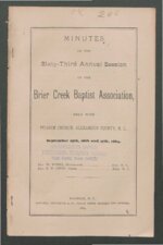 Brier Creek Baptist Association Annual Report 1884