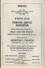 White Oak Primitive Baptist Association Meeting Minutes 1979